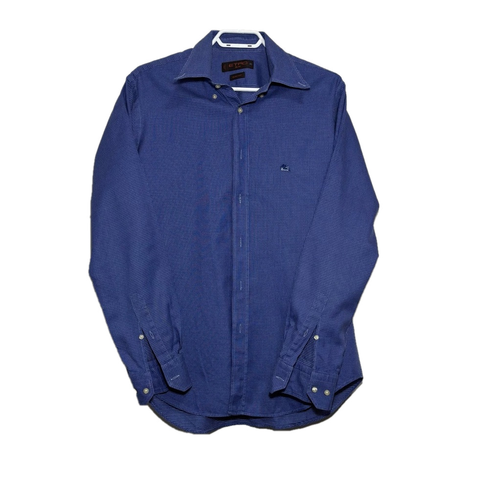 Men's Etro Milano Button-Down, Slim Fit, Full Sleeves Shirt, Size 41, Blue